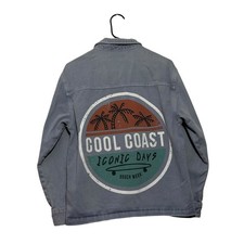 Zara Kids Cool Coast Iconic Days Graphic Denim Shirt Jacket Blue Gray Boys 11-12