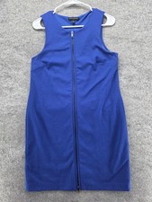 Banana Republic Dress Womens 6 Blue Sheath Short Sleeveless Zip Front Knit