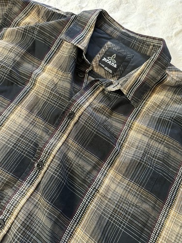 Camicia Prana Uomo Nera Plaid Rennin Bottoni Manica Lunga Cotone Biologico XL - Foto 3 di 5
