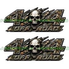 4x4 Off Road Forest Camo Skull Decals Truck Bedside Fender Sticker Pair A