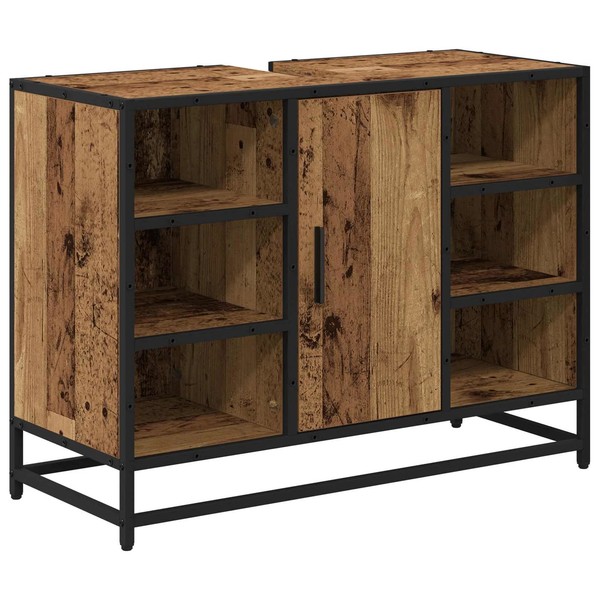 Badezimmerschrank Altholz Mit TüR Holzwerkstoff 80 X 33 X 60 Cm-image