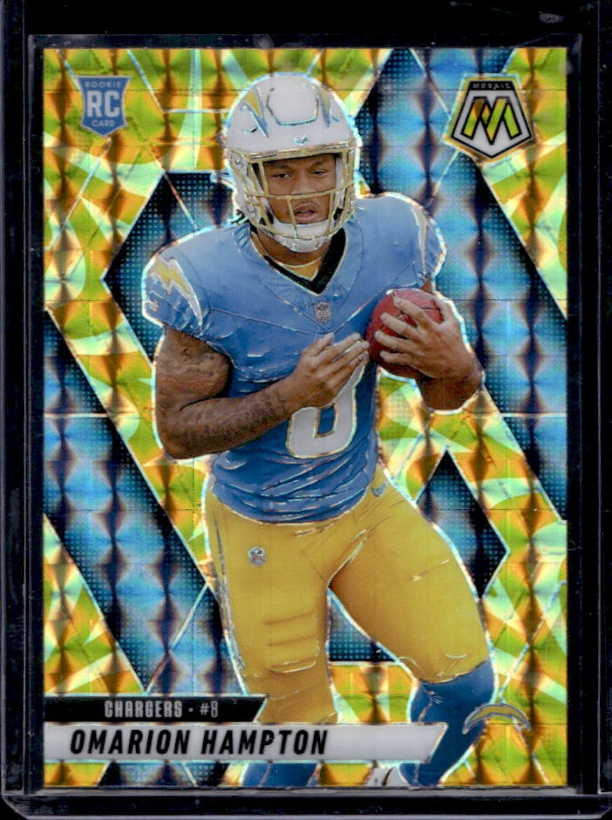 2025 Panini Mosaic Omarion Hampton Rookies RC Reactive Yellow Prizm Rookie #335