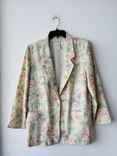 VTG Jaclyn Smith Blazer Floral Pastel One Button Women 10 Cottagecore Office 90s
