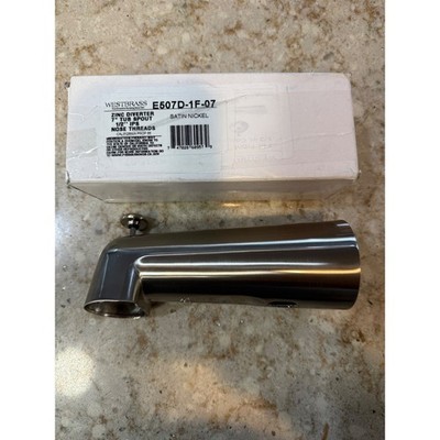 Westbrass E507D-1F-07 7'' Zinc Diverter Tub Spout 1/2'' IPS Satin Nickel