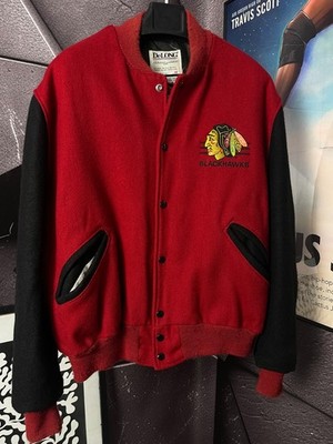 Chicago Blackhawks DeLong Rare NHL Varsity Wool Jacket  Made in USA Vintage