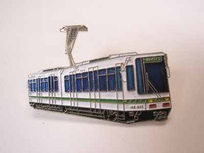 #1 Nantes Alstom Tramway Français Standard TFS Tram Train Vintage Lapel Pin a48