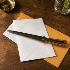 Antique Letter Opener Paper Knife Art Nouveau Scroll Handle Desk Accessory 8.5  