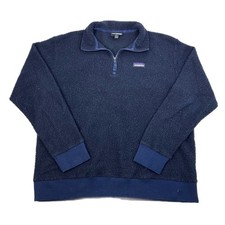 Patagonia Sherpa Fleece 1/4 Zip Pullover Sweatshirt Jacket Blue Size XL
