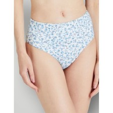 Onia Sabrina High Waist Bikini Bottom Large Blue Floral Ditsy Print Coastal New