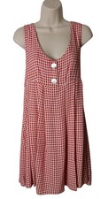 Vtg 90s Gingham Compaignie Int Express Seersucker Dress Size S Red White Gingham