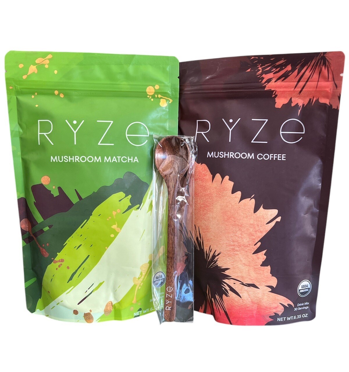 2 Pack RYZE Mushroom Coffee & Matcha with Free Spoons 100% Authentic