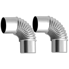 Elbow Pipe 2 PCS 90 Degree Chimney Stainless Steel Flue for Camping Wood Stove