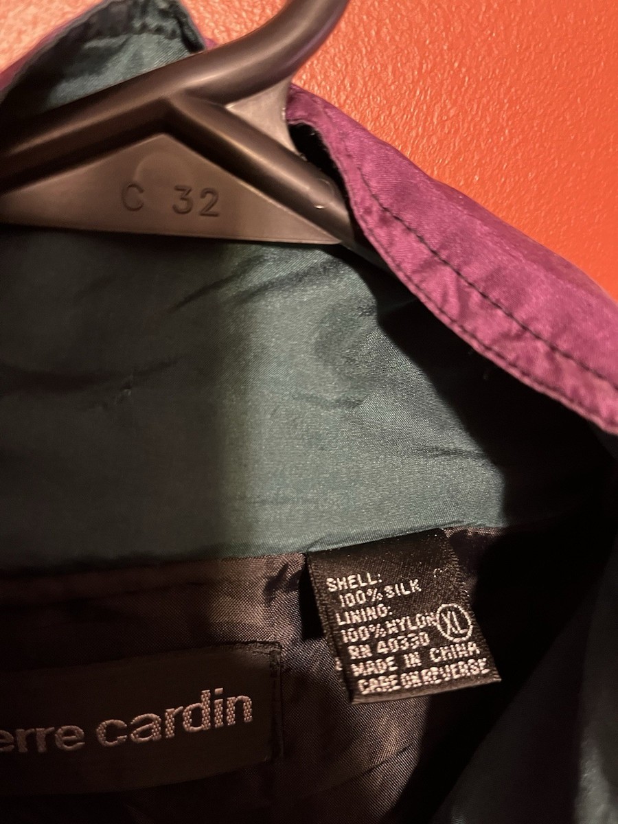 Vintage Pierre Cardin Silk Jacket XL Colorblock 80s/90s Track