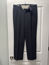 Vtg Oscar de la Renta Comfort Men's Black Pleated Cuffed Dress Pants 32W x 30 L