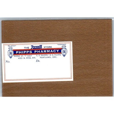Phipps Pharmacy Rexall Portland Oregon Antique Apothecary Label TH2-AL