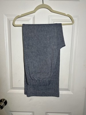 Lands' End Women's Blue Linen Blend High Rise Wide Leg Pull-On Pants Size M