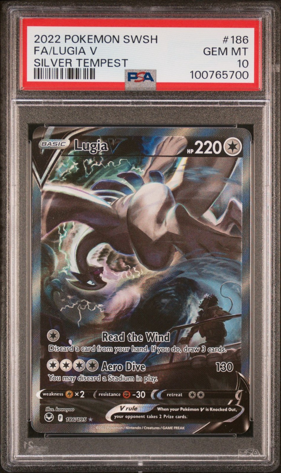 2022 POKEMON SILVER TEMPEST FULL ART LUGIA V Alt Art #186 PSA 10 GEM MINT
