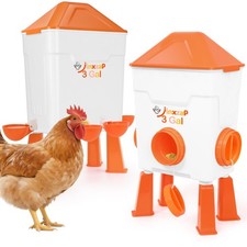 3 Gallon Chicken Feeder and Waterer Set with Legs, 2.75'' Water Cups  3.5" F...