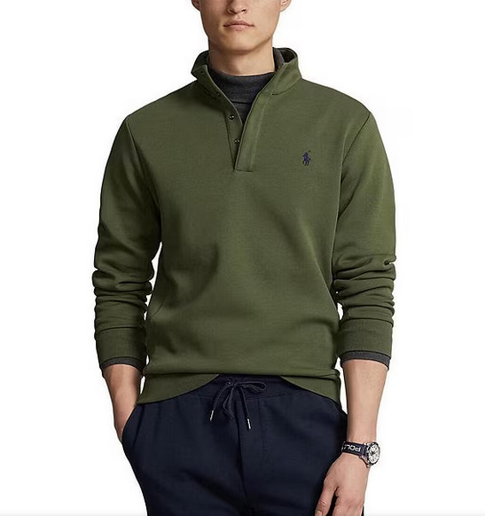 Polo Ralph Lauren Mens Double Knit Quarter Snap Pullover in Green Sz 2LT