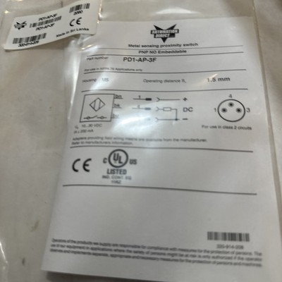 Automation Direct PD1-AP-3F Proximity Switch 320-914-208 - New Sealed Pkg.