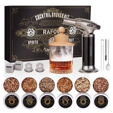 Cocktail Smoker Kit with Torch - Whiskey Smoker Kit with 6 Flavors Smoked Woo...