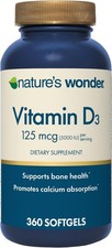 Nature's Wonder Vitamin D3 5000iu 125mcg High 360 Count Pack of 1 