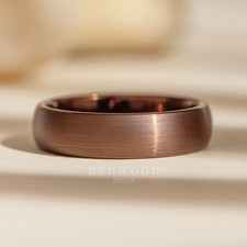 Brown Tungsten Ring, Brushed Finish - 6MM