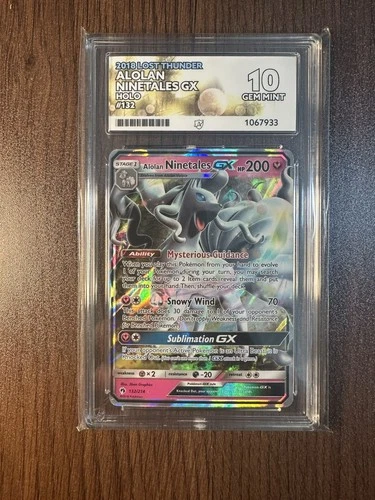 2018 POKEMON SUN & MOON LOST THUNDER #132 ALOLAN NINETALES GX ACE 10 PERFECT SUB