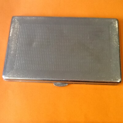 VINTAGE-ZIGARETTENETUI-EDELSTAHL-SILBER FEINES MUSTER-FINISH-5,25 x 3,25 Zoll