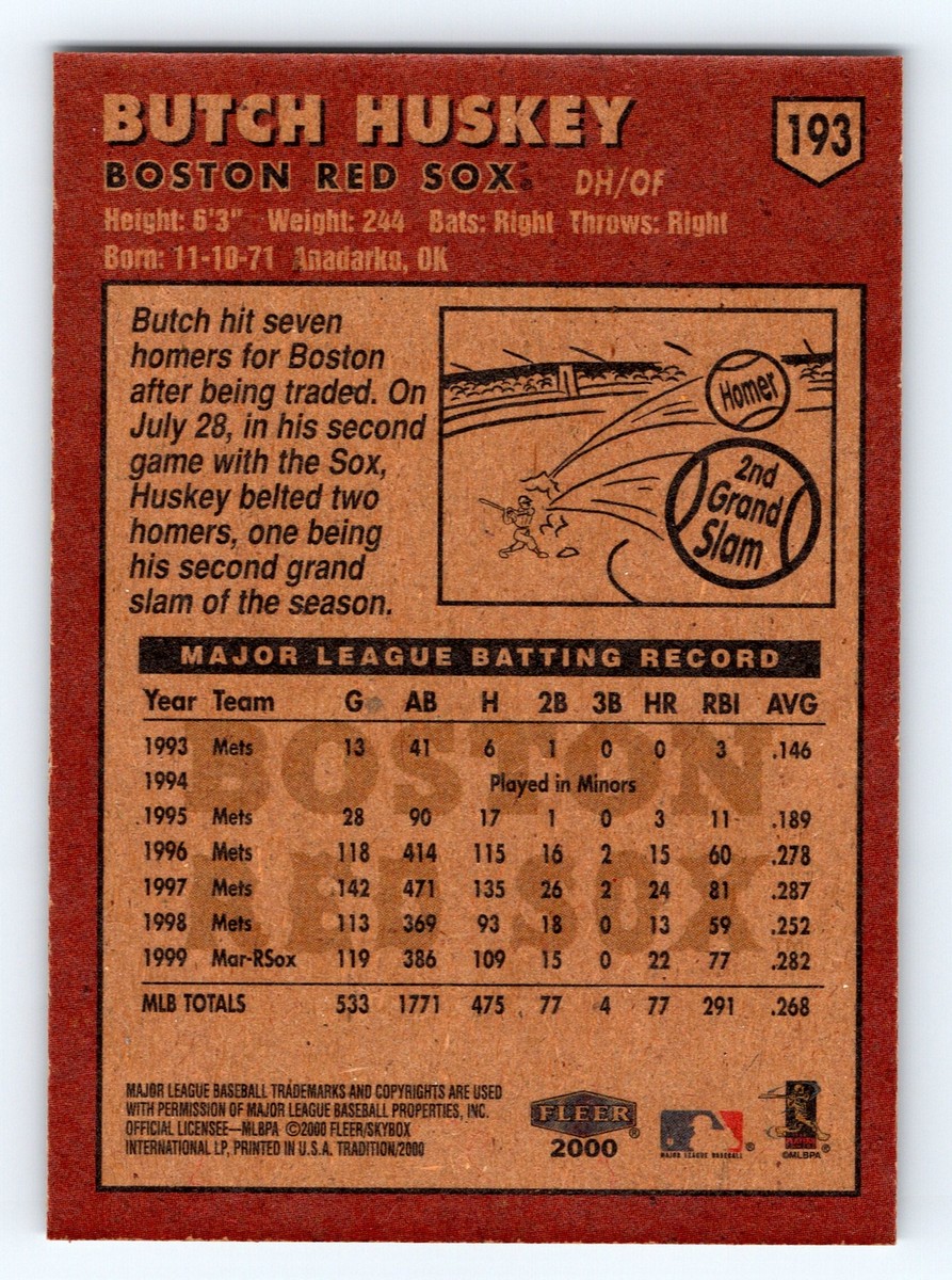 2000 Fleer Tradition #193 Butch Huskey Boston Red Sox | eBay