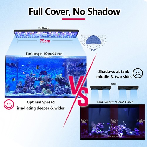 PopBloom Hertz75 WiFi Marine Fish Tank Light for 90cm 3ft Saltwater Reef Coral - Picture 8 of 15