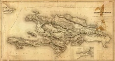 12" x 24" 1858 mapa de la Isla de Santo Domingo