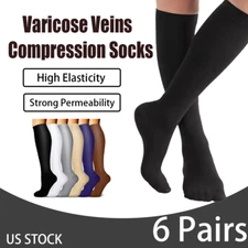 Compression Knee High Support Socks - Up to XL for Medical, Nurse, Diabetic US