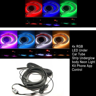 4Pcs Underglow Kit For Car, APP Control Multicolor Car Underglow Light Kit Mu