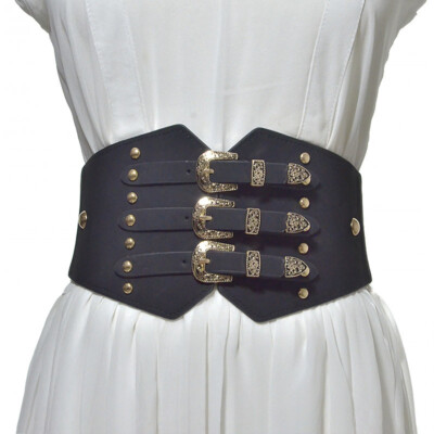 Cinturón Ancho De Cuero Elástico Para Mujer - Ajustable Con Cordones, Estilo Corsé Retro, Ideal Para Vestidos, Faldas Y Looks Casuales