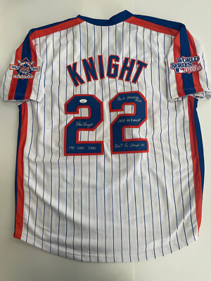 Ray Knight Autographed NY Mets CUSTOM Jersey with Multi Inscriptions (JSA)