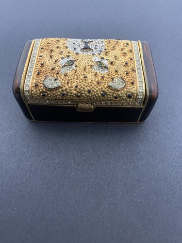 Small Green Eye Tiger Trinket Box Costume Gems & Stone Inlays - Picture 4 of 11