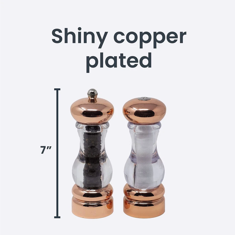 Conjunto de moinho de pimenta e saleiro Olde Thompson 7" banhado a cobre - Imagem 4 de 4