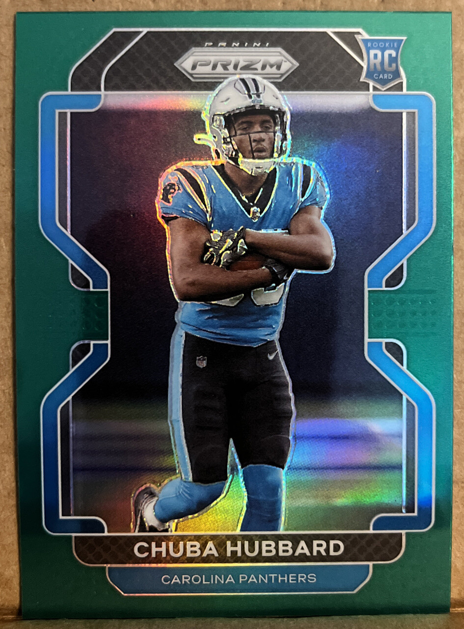 Chuba Hubbard 2021 Panini Prizm Green Rookie Card #355 Carolina Panthers