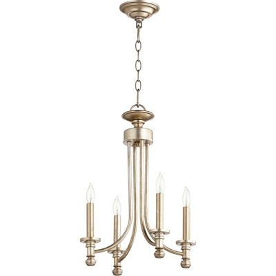 Quorum Rossington 4 Light 14' Chandelier, Aged Silver Leaf - 6022-4-60