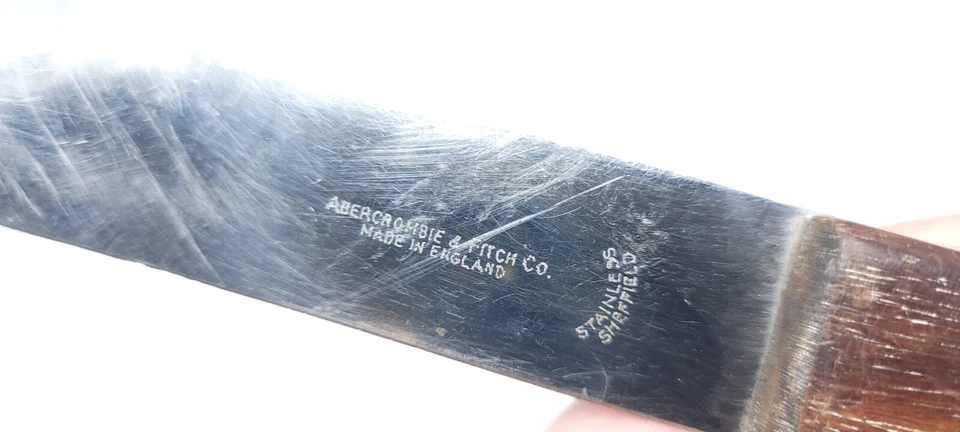 Cuchillo de caza de hoja fija vintage Abercrombie & Fitch Sheffield England Foto 4 de 4