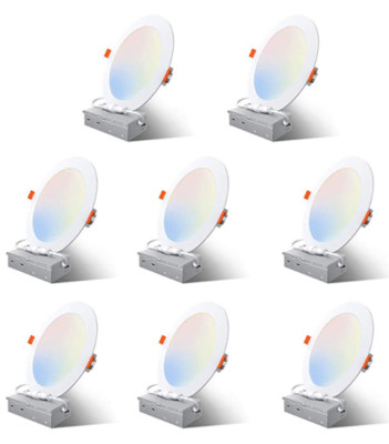  Recessed Can Lights 8 Pack 6 Inch Ultra-Thin 15W LED Ceiling Lights 5 Color