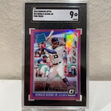 2018 Panini Donruss Optic Rated Rookie RC Pink Prizm Ronald Acuna Jr #63 SGC 9