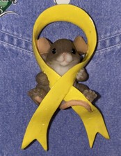 Charming Tails Mouse Yellow Ribbon Lapel Pin ...
