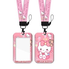 Hello Kitty Key Chain ID Credit Card Holder with Breakaway Lanyard Metal Keyring