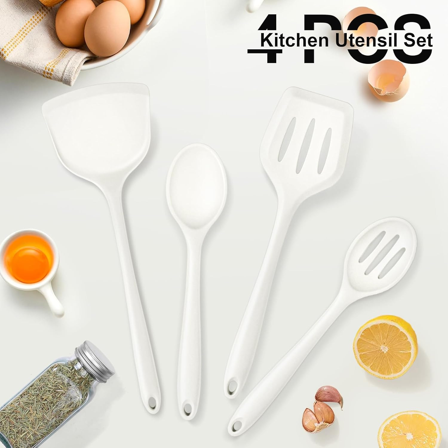 Kitchen Utensil Set, 4 Pieces Non-Stick Silicone Cooking Utensils, Heat-Resistan