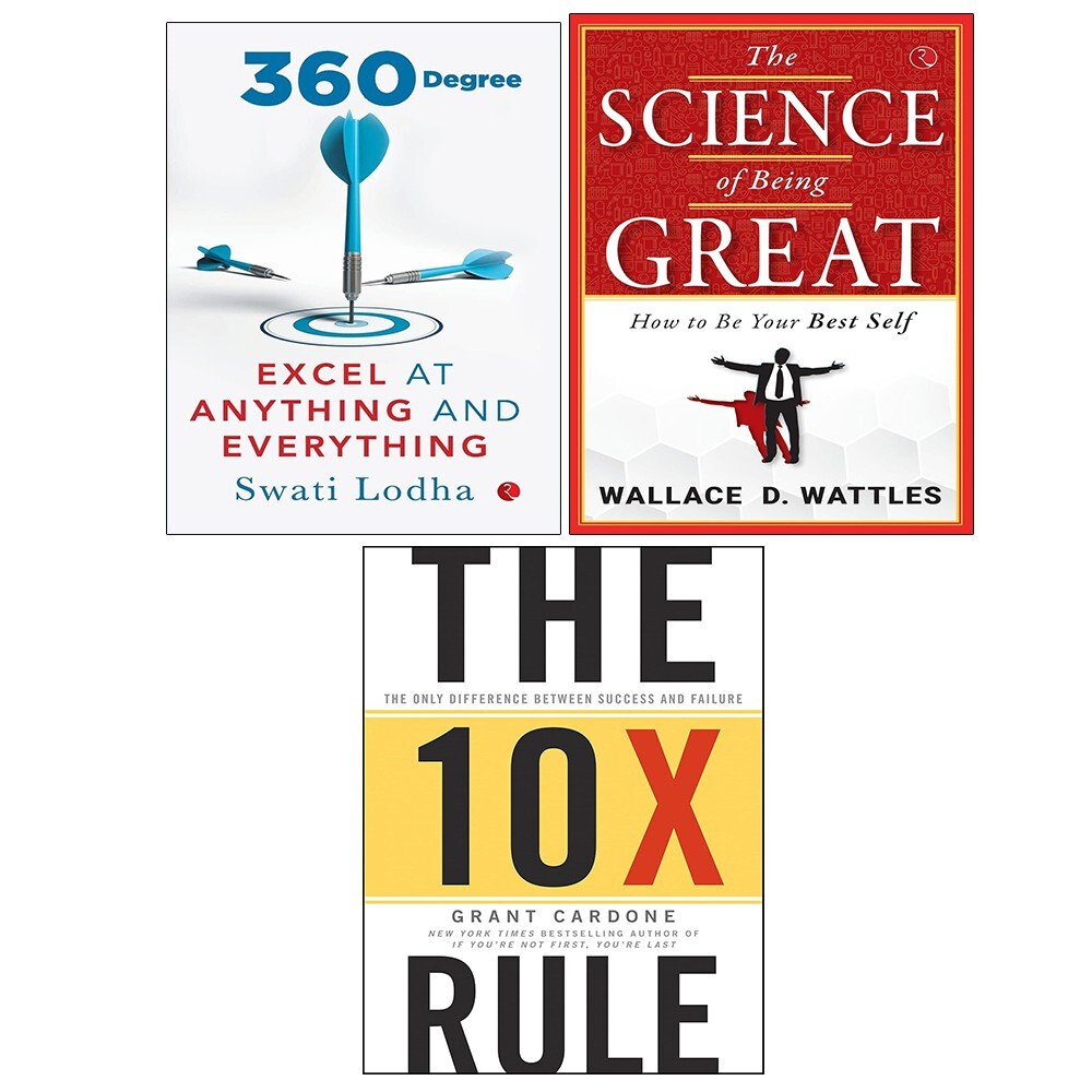 Grant Cardone 10X Rule,Science of Being Great,360 DEGREE Swati Lodha 3 Books Set