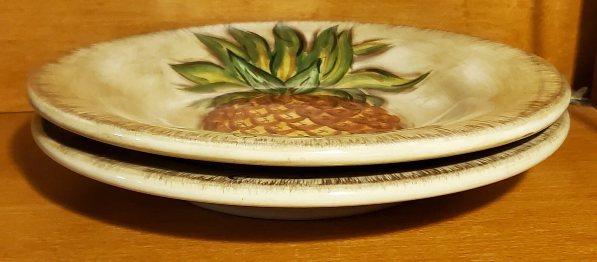 Tabletops TROPICAL PINEAPPLE Dinner plate set of 2 10 3 4