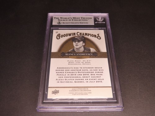 Tarjeta Goodwin Champions 2020 Upper Deck firmada por Bianca Andreescu #27 certificado de autenticidad Beckett - Imagen 7 de 7