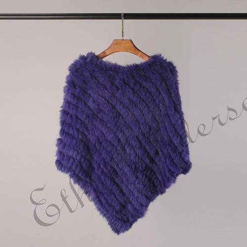 Genuine Rabbit Fur Poncho Vogue Vest Wrap Coat Shawl Funny Bling Design Knitted - Picture 19 of 23